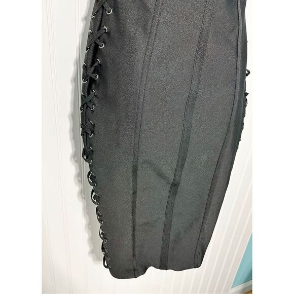 By the Way. Mimi Lace Up Strapless Dress Black Lace-Up Bandeau Corset Mini Small - Picture 5 of 14